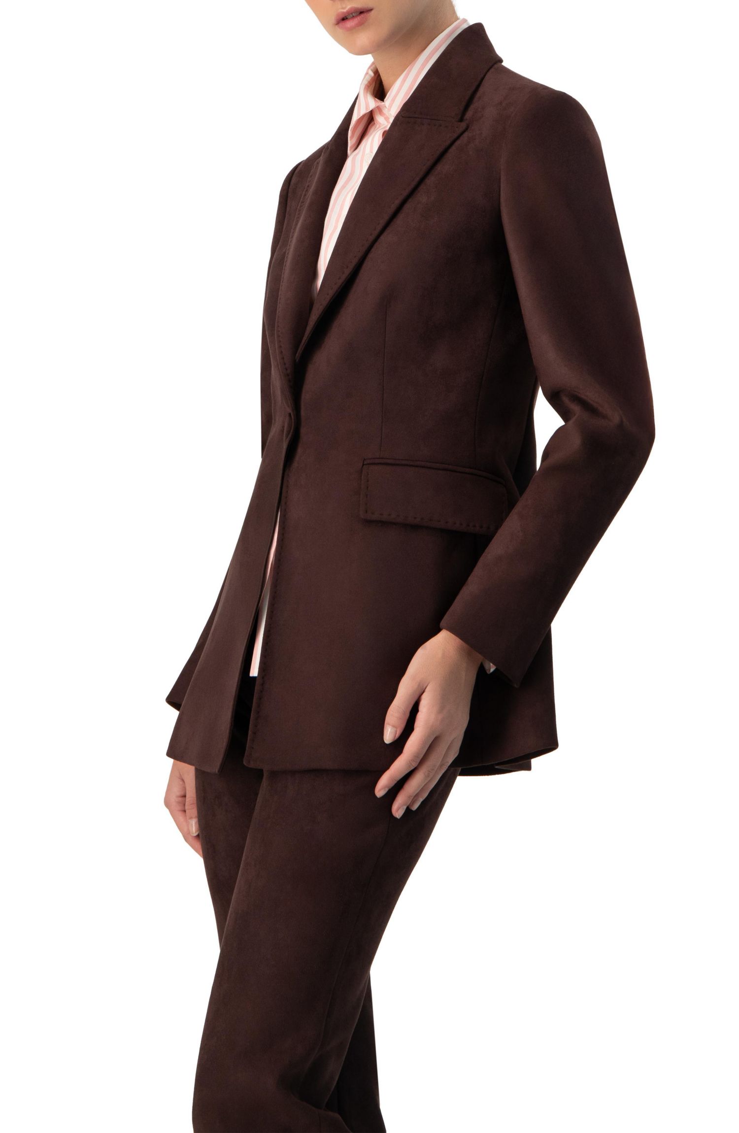 Women's Single-Breasted Faux-Suede Blazer