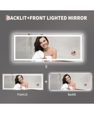 LED Bathroom Mirror 60 24, Dimmable Front & Back Lights, Anti-Fog, Shatter-Proof, Memory, 3X Magnifier Bathroom Vanity Mirror for Wall