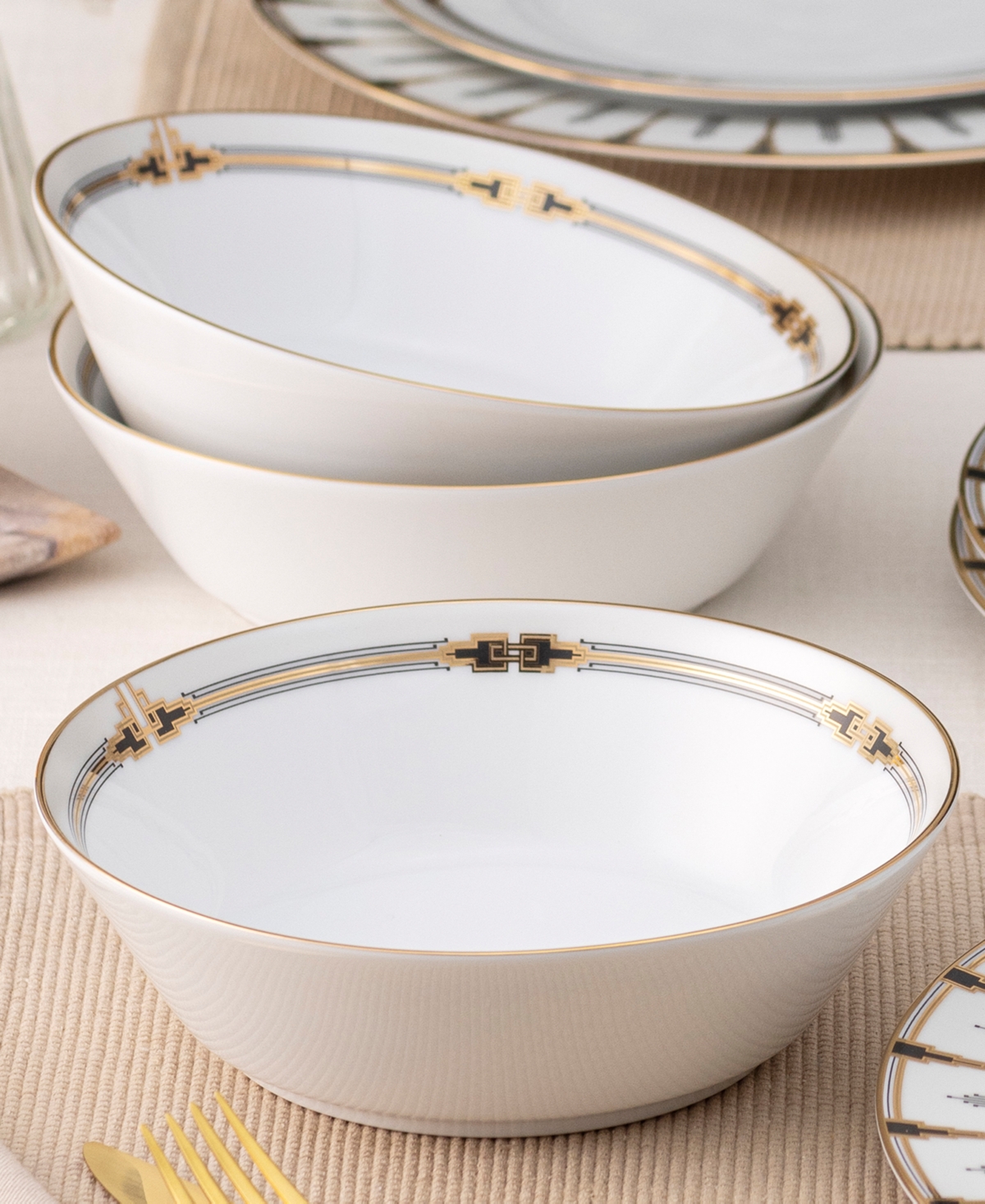 Noritake Empire Gold-Tone Soup Bowls, Set of 4