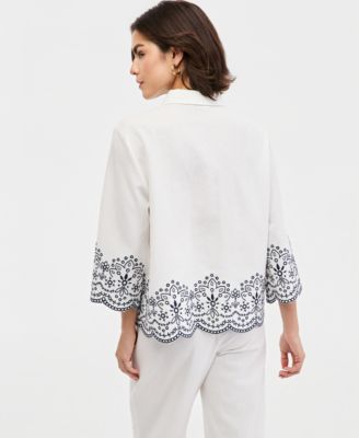 Women's Embroidered Button-Front Shirt