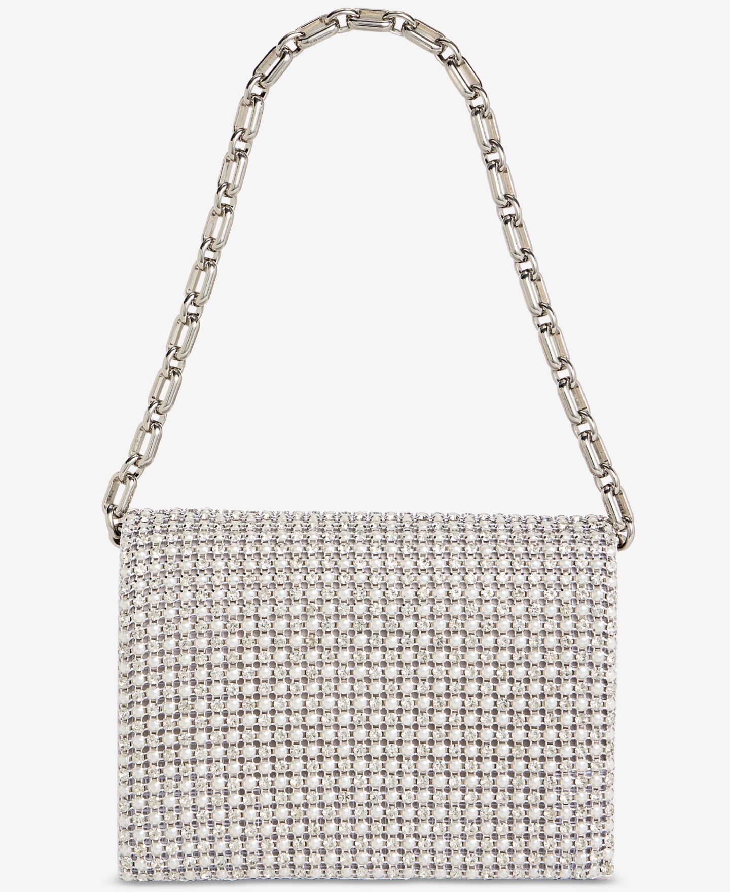 Женский клатч I.N.C. International Concepts Imitation Pearl XL Diamond Mini Flap Clutch, цвет: Серебряный — фото 1