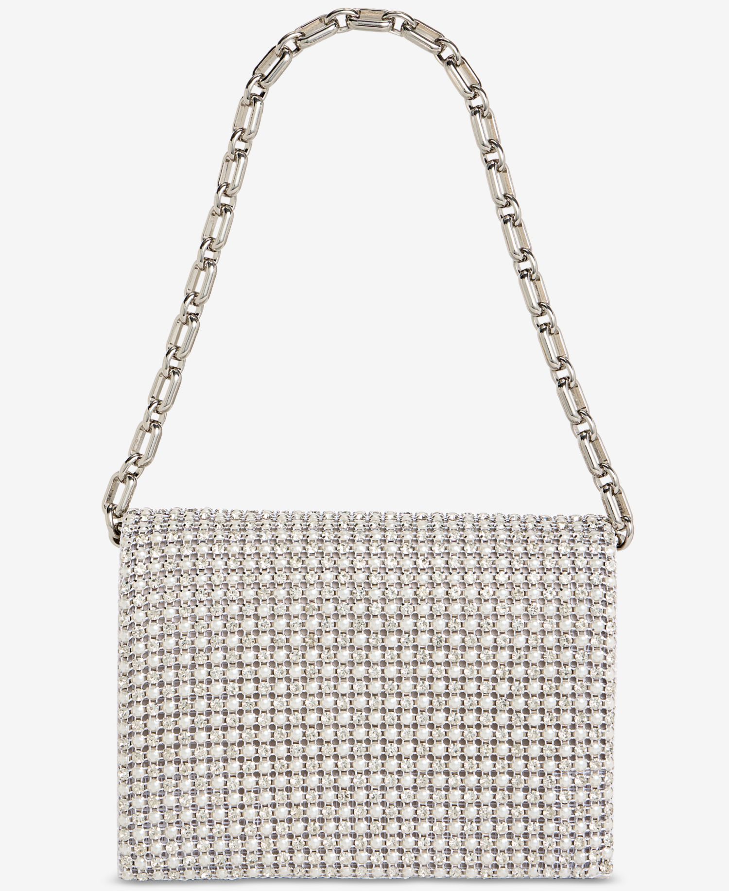 Imitation Pearl XL Diamond Mini Flap Clutch