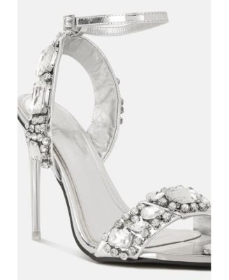 Womens Blingy Diamante Embellished Stiletto Sandals