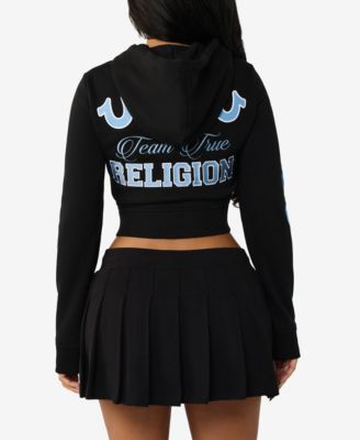 Women's Embroidered Shrunken Zip Hoodie