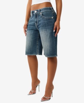 Women's Baggy Denim Big T Flap Jort Shorts