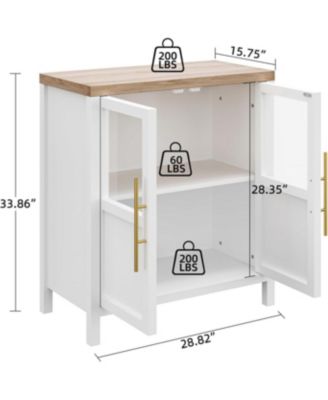 29" Large Buffet Sideboard Cabinet with 2 Glass Doors and Shelves, Modern Farmhouse Storage Cabinet Table for Kitchen Dining Room, Living Room,