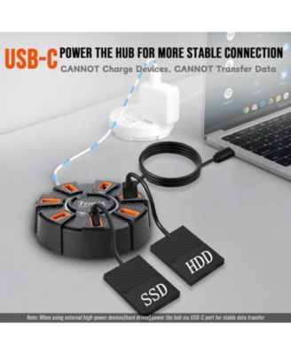 USB Hub 7 Ports - Multiport USB A 3.0 Hub Splitter,USB Adapter Extender for Laptop, Desktop, PC, Console