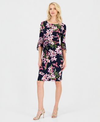 Women's Floral-Print Flounce-Sleeve Dress