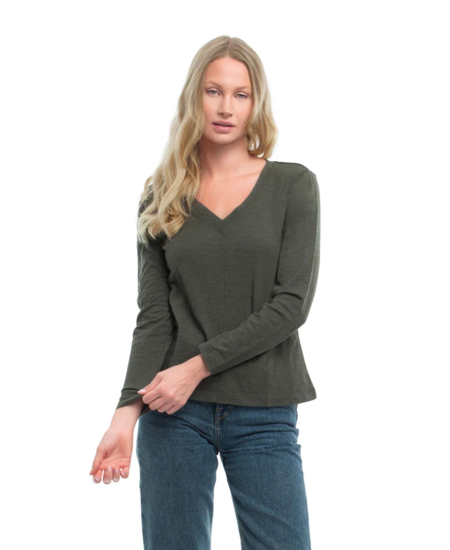 Женская футболка WILT Deep V Slim, цвет: Серый — фото 4