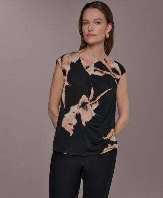 Women's Printed Asymmetric Neck Top