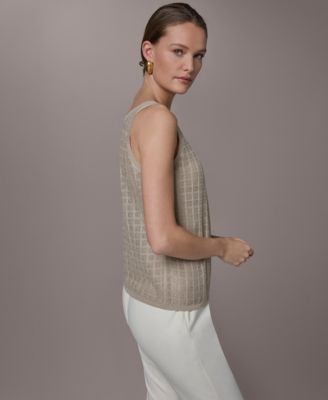 Women's Grid Pattern Sleeveless Sweater