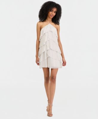 Juniors' Glitter Low-Back Ruffled Dress