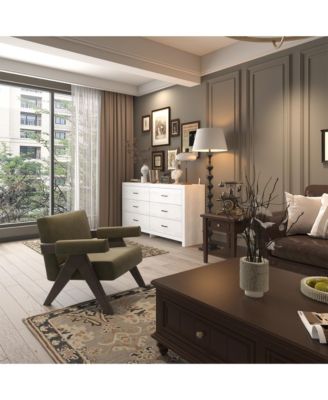 Brown 6-Drawer Finish Dresser Chest of Drawers Cabinet