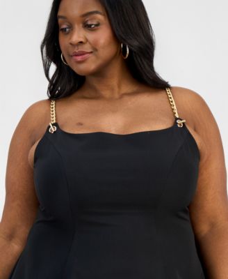 Trendy Plus Size Chain-Strap Fit & Flare Dress