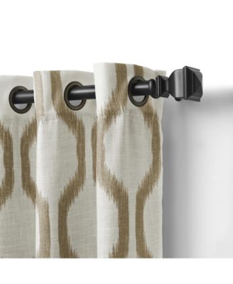 Renzo Ikat Geometric Linen Room Darkening Window Curtain