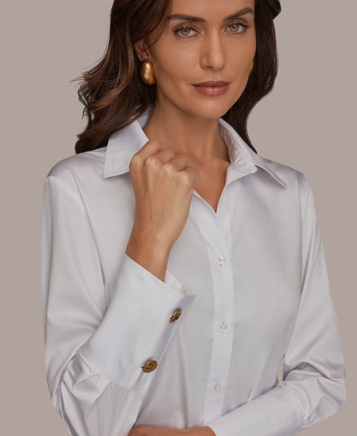 Donna Karan New York Petite Collared Neck Shirt