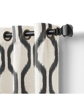 Renzo Ikat Geometric Linen Room Darkening Window Curtain