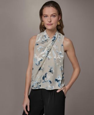 Petite Flocked Floral Top