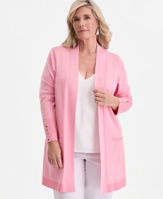 Plus Size Open-Front Long-Sleeve Cardigan