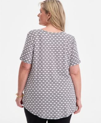 Plus Size Lattice Play Scoop-Neck T-Shirt