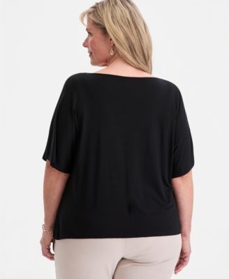 Plus Size Cowl-Neck Flutter-Sleeve Top