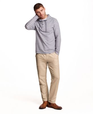 Men's Long-Sleeve Mixy Quarter Button Hoodie and Linen Drawstring Pants 