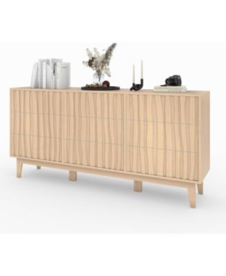 Fluted 9 Drawer Dresser, Modern Wooden Chest & Freestanding Storage Cabinet for Bedroom