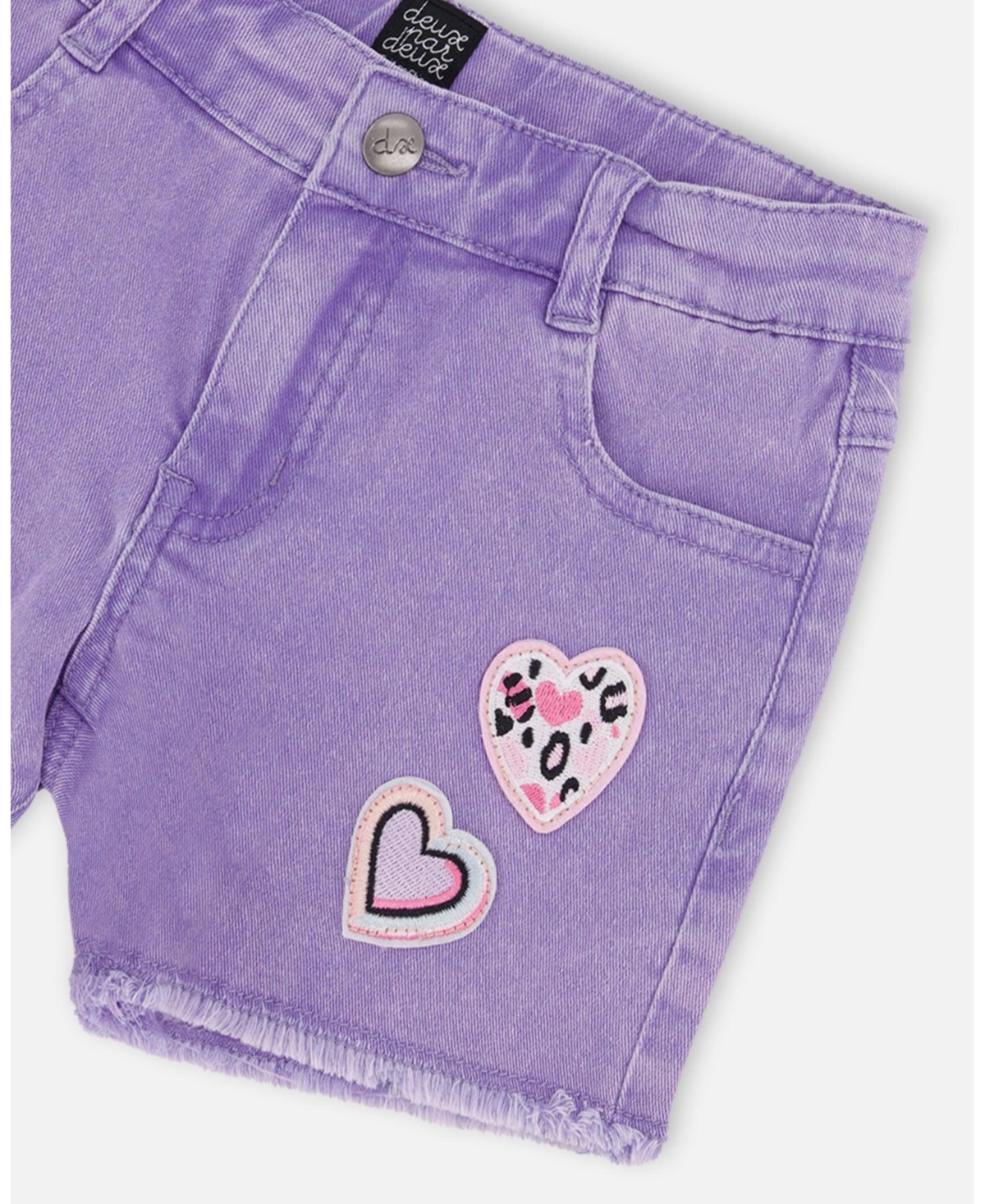 Deux par Big Girls Mauve Denim Shorts with Embroidery