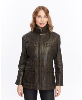 Women's Utility Style Leather Jacket