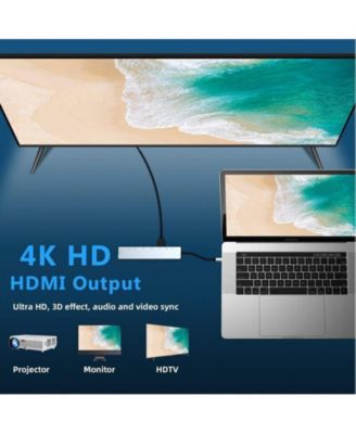 8 in 1 USB C Hub Multiport Adapter- Laptop Docking Station Hub, for MacBook, HP, XPS, ChromeBook, Surface, PC, etc