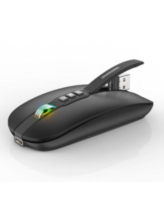 Dual-Mode Wireless Silent Mouse - (2.4G + Bluetooth 5.1)- 4 Adjustable DPI 800-2400, Type-C Rechargeable, Slim Portable for PC, Laptop, Mac