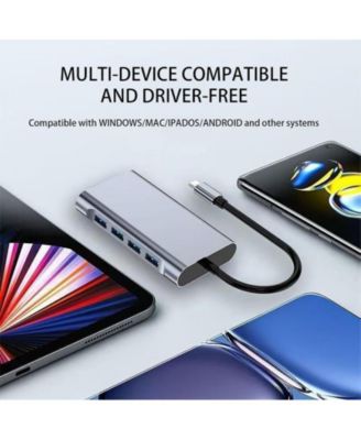 11-in-1 USB-C Hub, 4K UHD HDMI Display, Type C PD, USB 3.0, RJ45 Ethernet, SD/TF Card Reader,for Home Office, Travel