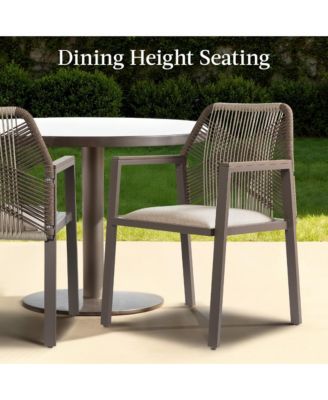 Set of 2 Indoor/Outdoor Aluminum Woven Rope Dining Chairs w/ Armrests