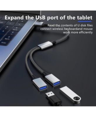 USB C to Dual USB A Adapter, 480Mbps Data Transfer,Aluminum Hub for Laptop/Car/Phone, Ideal for Commuters, Gamers