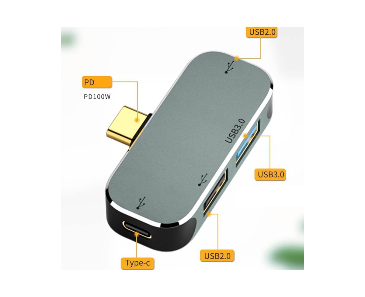 Risokeys 4 Port Usb C Hub - with 100W Pd Charging, Plug-and-Play Adapter – Ideal for Professionals, Gamers & Remote Workers