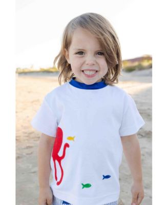 Toddler Boys Knit Shirt With Octopus And Fish