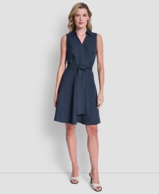Women's Sleeveless Button-Front Shirt Dress