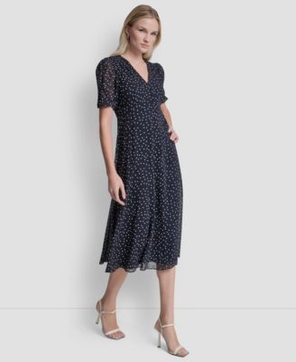Women's Short-Sleeve V-Neck Midi Dress