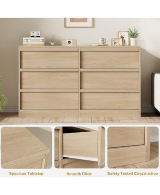 Drawer Dresser for Bedroom, in Wide Natural Oak Chest of Drawers with Large Storage, Wooden Dresser Organizer for Living Room, Nursery