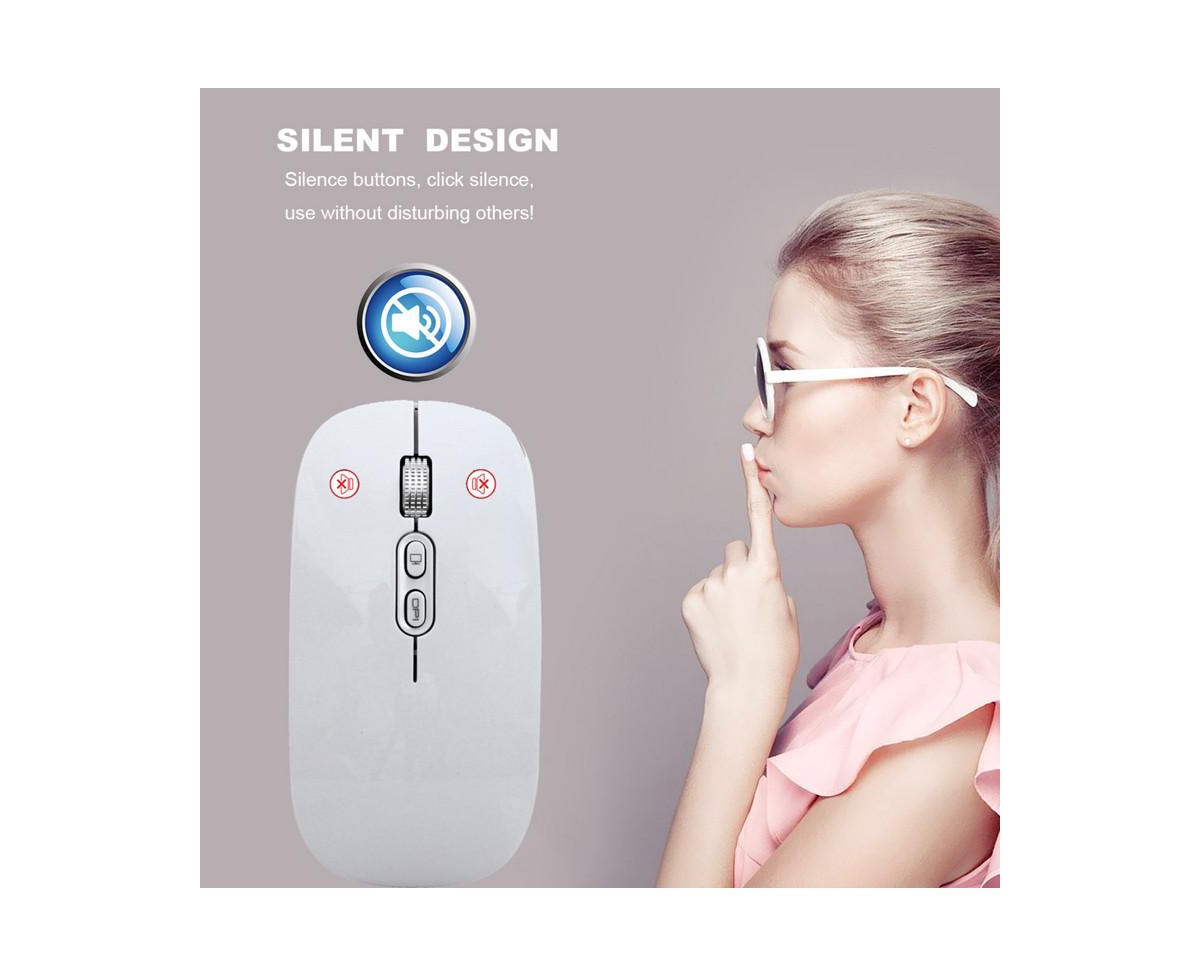 Risokeys Rechargeable Silent Wireless Mouse: 2.4G, 1-Click Desktop, 3-Speed Dpi for Office/Study