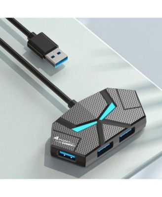 4-Port USB 3.0 Hub with 5Gbps Transfer, LED Light & Portable Design - Multiport Adapter for Laptop/Desktop