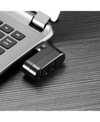 Rotatable 3-Port USB 2.0 Hub (90/180° Rotation) - with 480Mbps Speed, - Mini Portable Splitter for Laptop, Desktop, PC