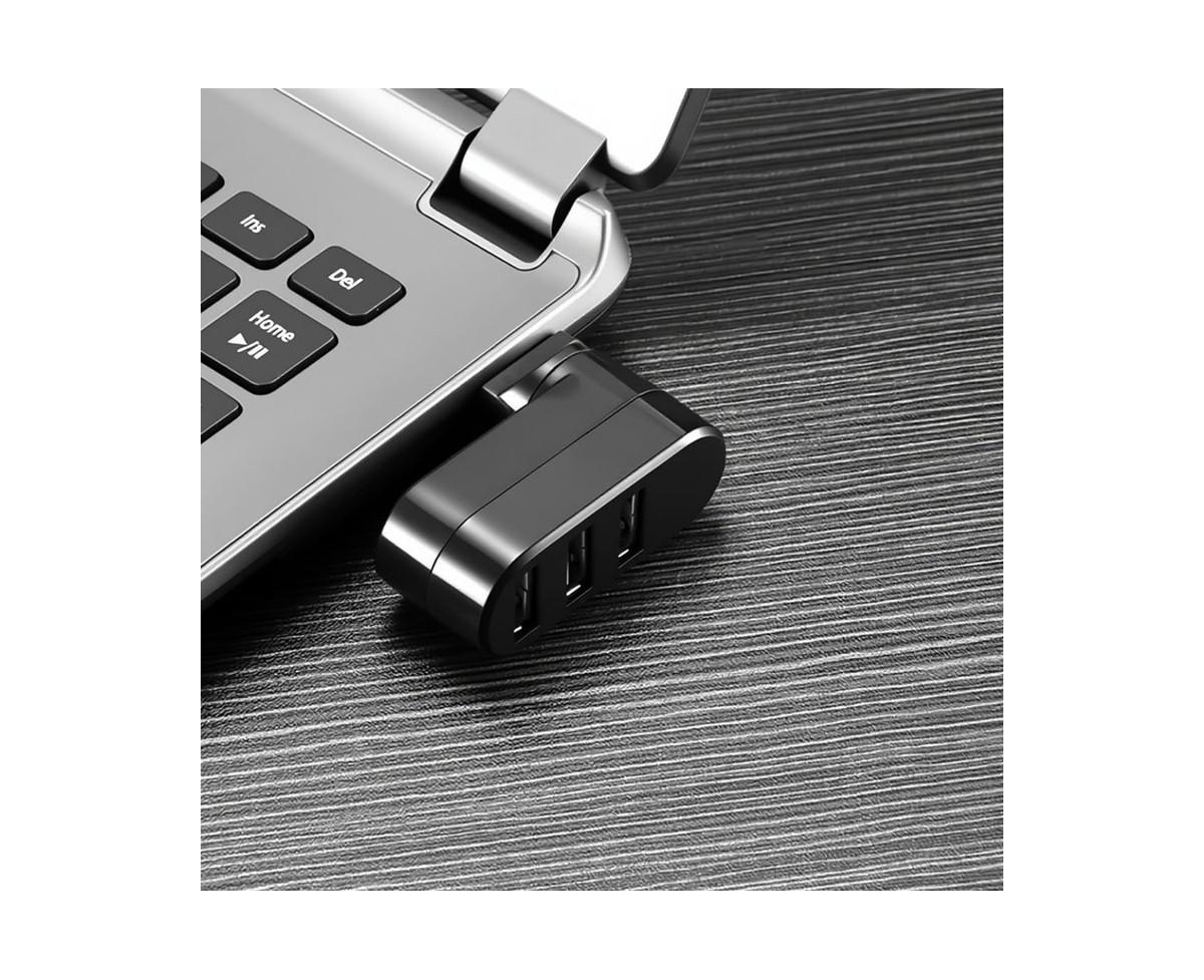 Risokeys Rotatable 3-Port Usb 2.0 Hub (90/180° Rotation) - with 480Mbps Speed,