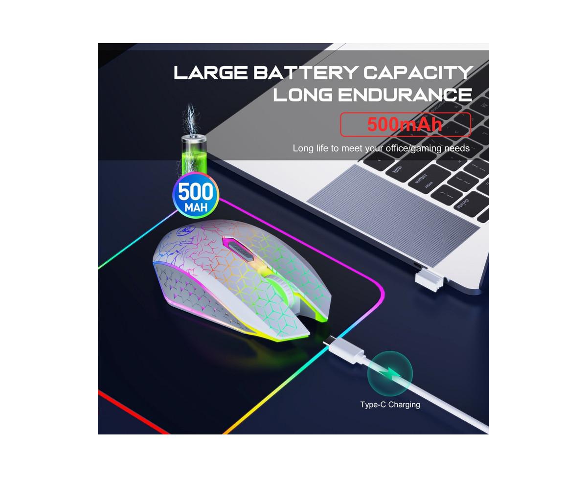 Risokeys Dual-Mode Wireless Gaming Mouse: 2.4G + BT5.2, 7-Color Rgb Glow, Silent & 3-Speed Dpi, for Gaming/Office