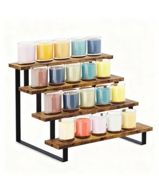 4-Tier Wood Display Rack for Small Items - Durable, Portable, Easy Assembly