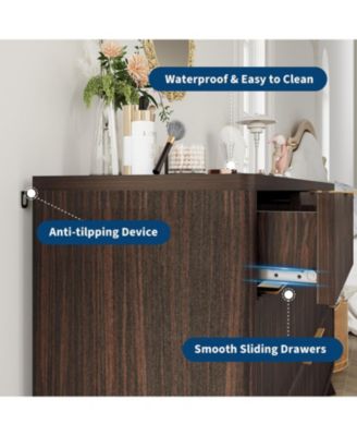 Fluted 7 Drawers Dresser for Bedroom, 54" Wide Modern Chest of Drawers, Curved Profile Design, Large Wood Storage Cabinet Organizer