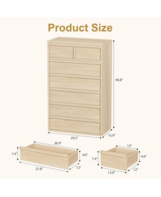 7 Drawer Dresser for Bedroom, 46 in Tall Modern 7 Chest of Drawers with Large Storage Space, Wooden Dresser Organizer for Living Room