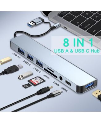 USB C Hub, Aluminum 8 in 1 USB Extender, for MacBook Pro Air and More PC/Laptop/Tablet Devices,Ideal for Office,Home Use