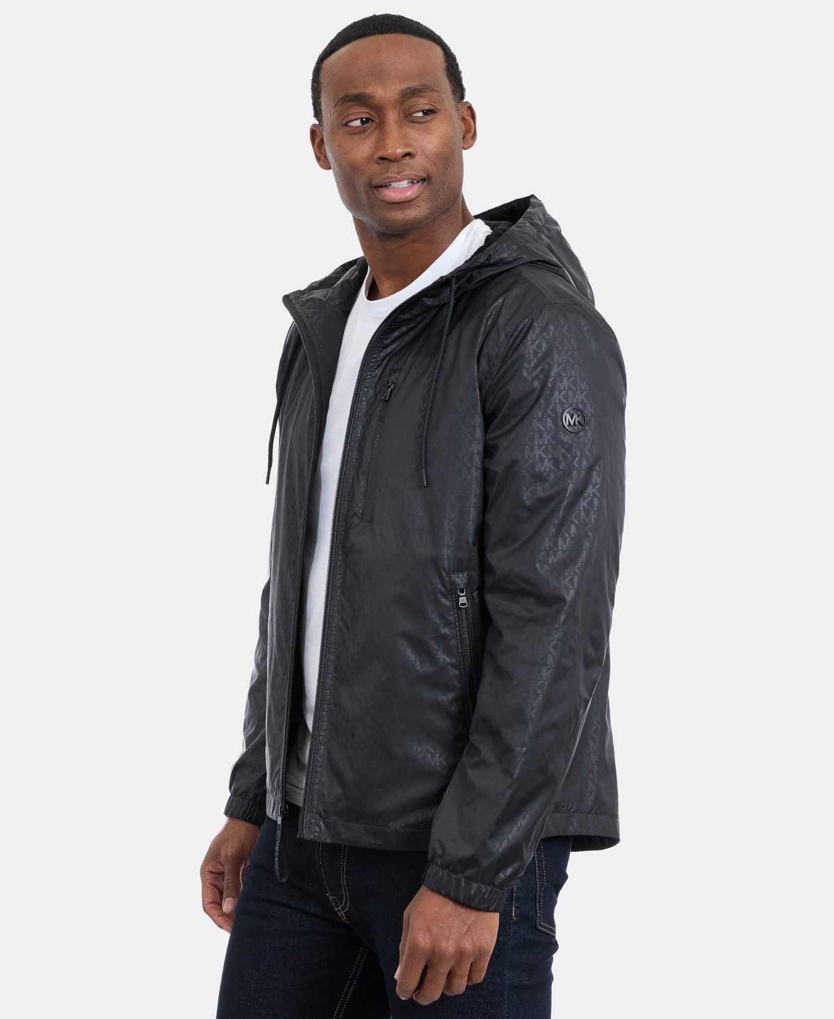 Michael Kors Men's Printed Logo Hooded Windbreaker Jacket