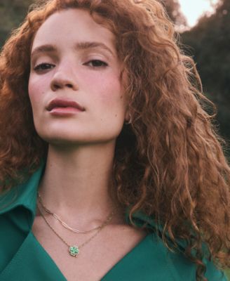 14k Gold-Plated Magnesite Clover Adjustable 17-1/2" Pendant Necklace	